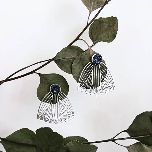 Boucles d'oreilles - Magnolia 3 en 1 marine