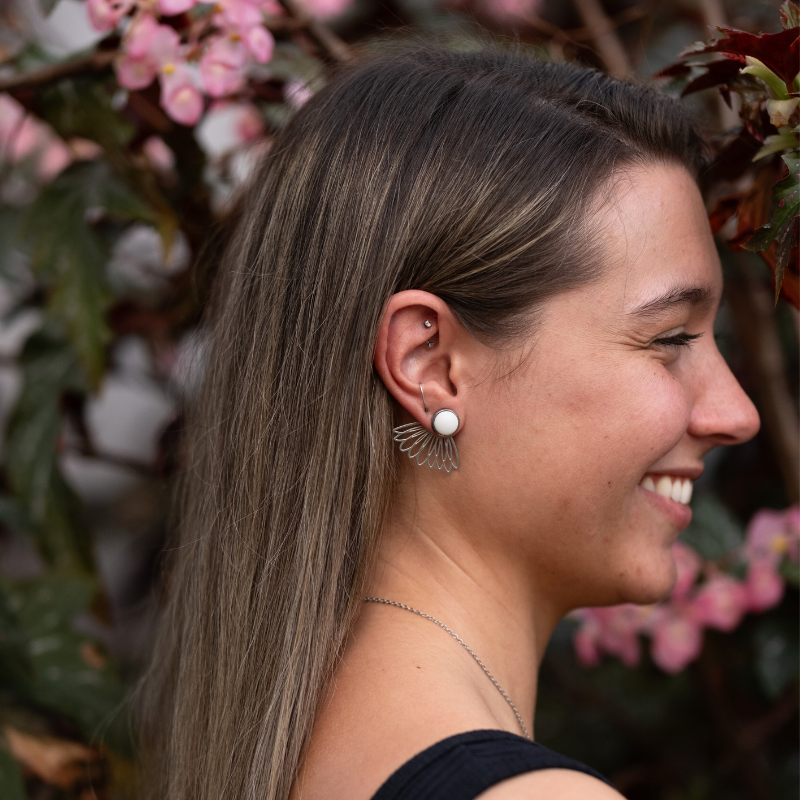 Boucles d'oreilles - Floranne 3 en 1 béton blanc 10mm