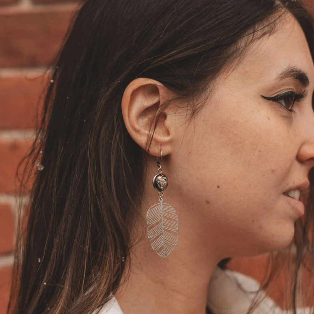 Boucles d'oreilles - Stella noir & or rose