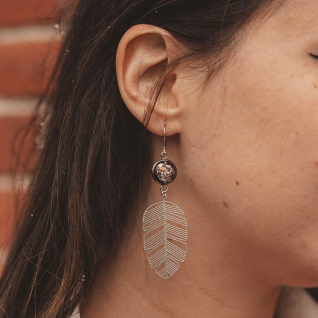 Boucles d'oreilles - Stella noir & or rose