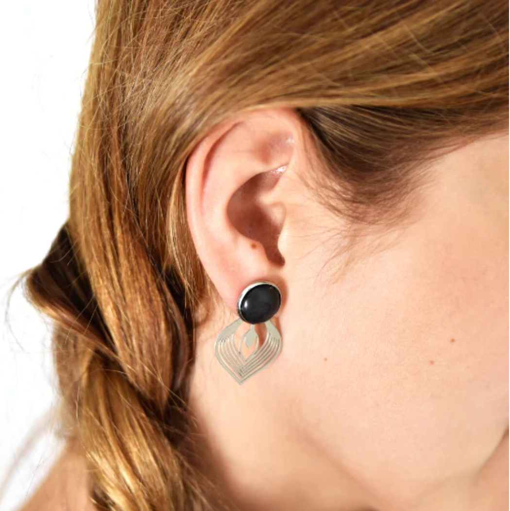 Boucles d'oreilles - Scarlett noir 3 en 1