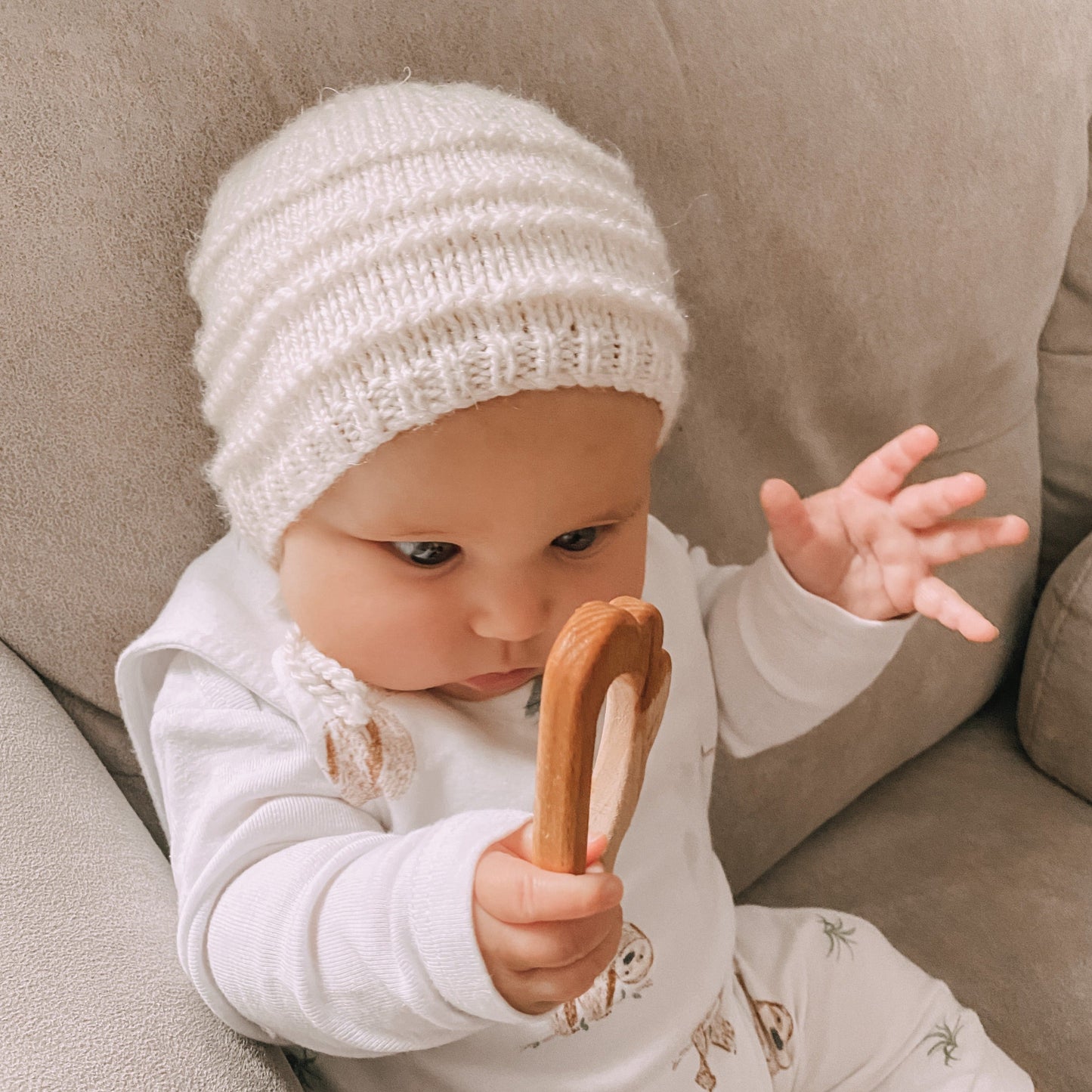 Tuque mi saison en laine recyclé - Écru - Filabeth
