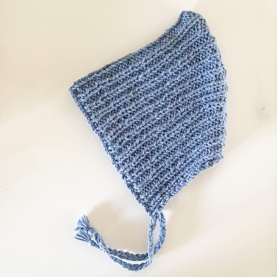 Bonnet béguin fil jeans - Bleu moyen - Filabeth