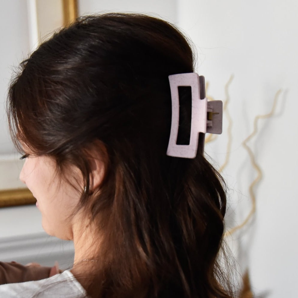 Rectangular wheat straw clip - Lilac