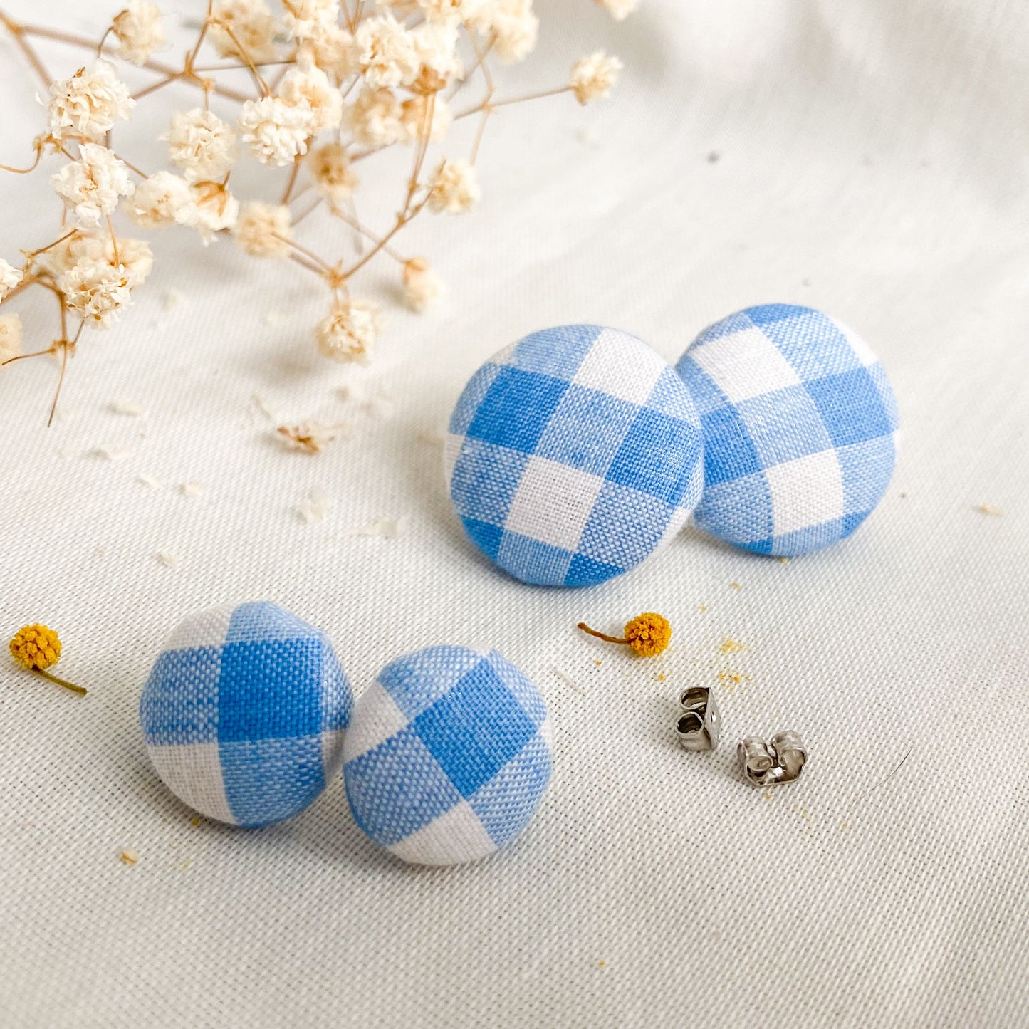Boucle d'oreille carreau bleu - Filabeth