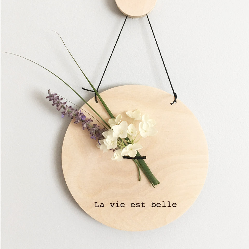 La vie est belle, bannière décorative pour fleurs - Filabeth