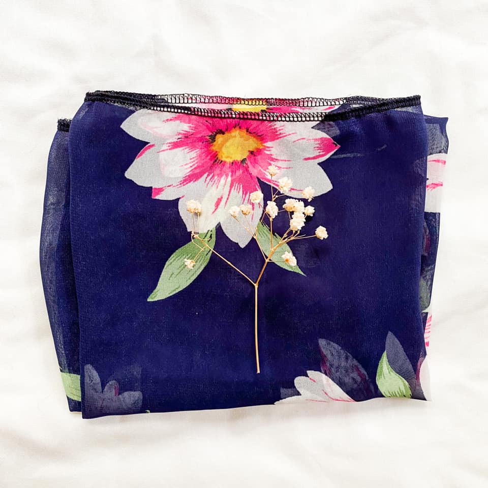 Navy floral scarf