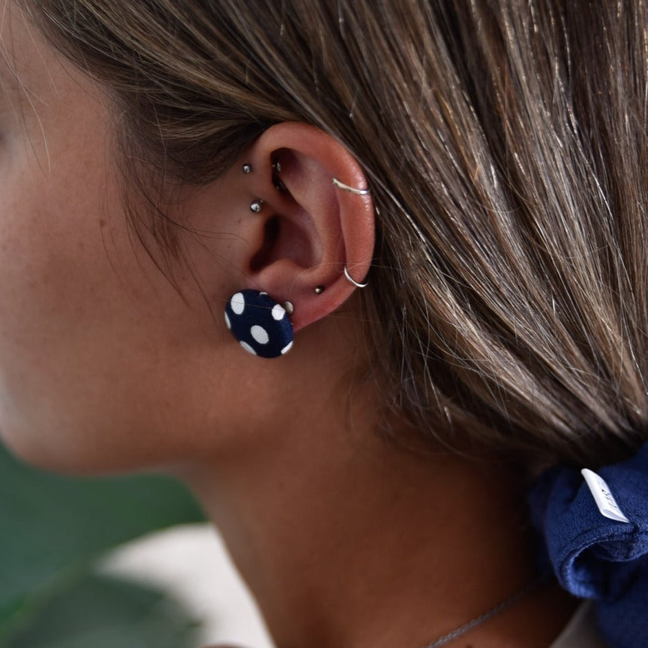 Navy large dots earring
